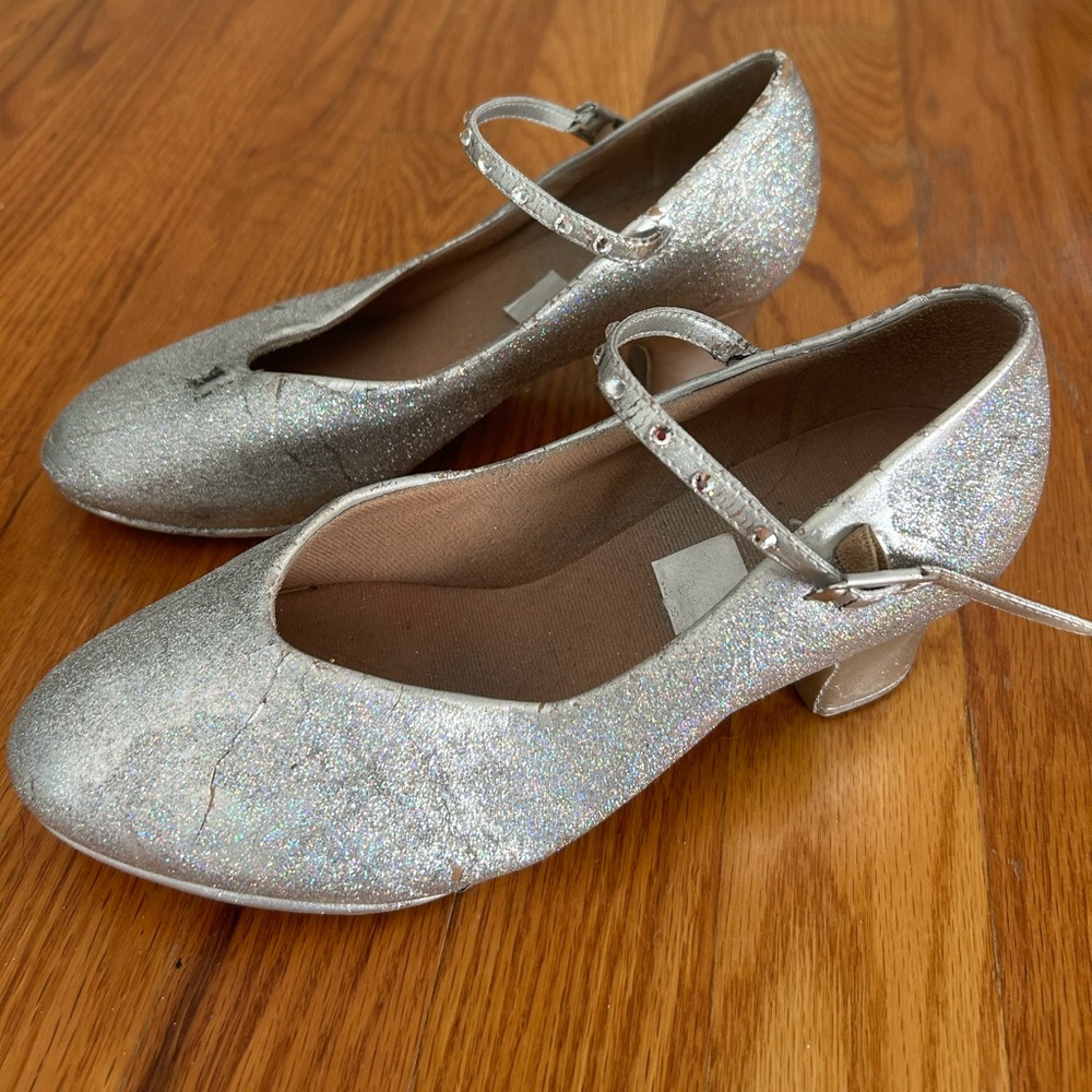 Roxie Hart Silver Sparkly Character Shoes - Bloch Size 7